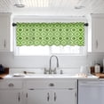 thumbnail image 5 of Sheer Valance Curtains for Kitchen Living Room Decor, Green Moroccan Pattern Geometric Semi Sheer Curtain Voile Valance Rod Pocket Window Treatment Short Curtain Panel 54"x18", 5 of 6