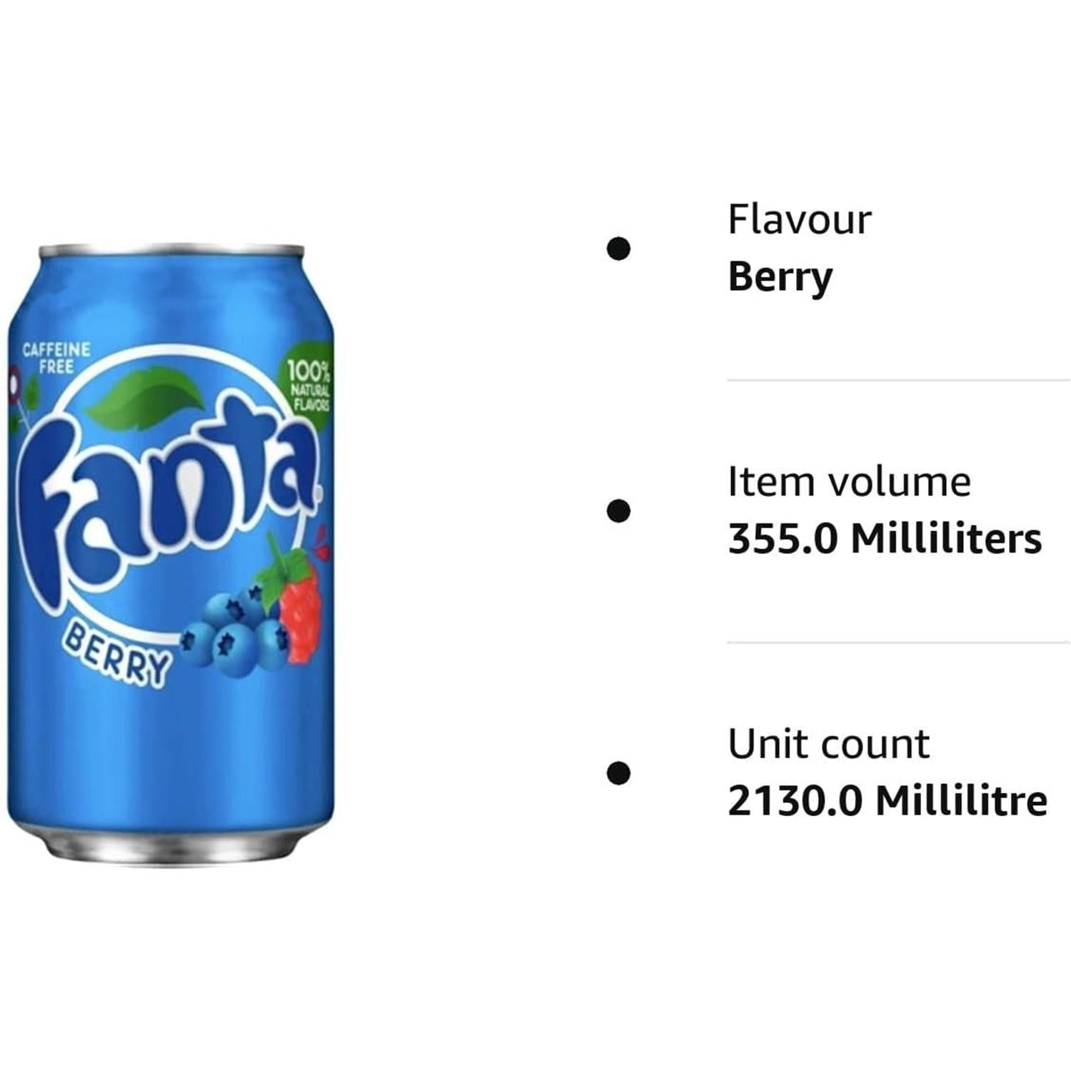 Fanta Berry Flavor, 355ml Cans (Pack of 12 Cans)