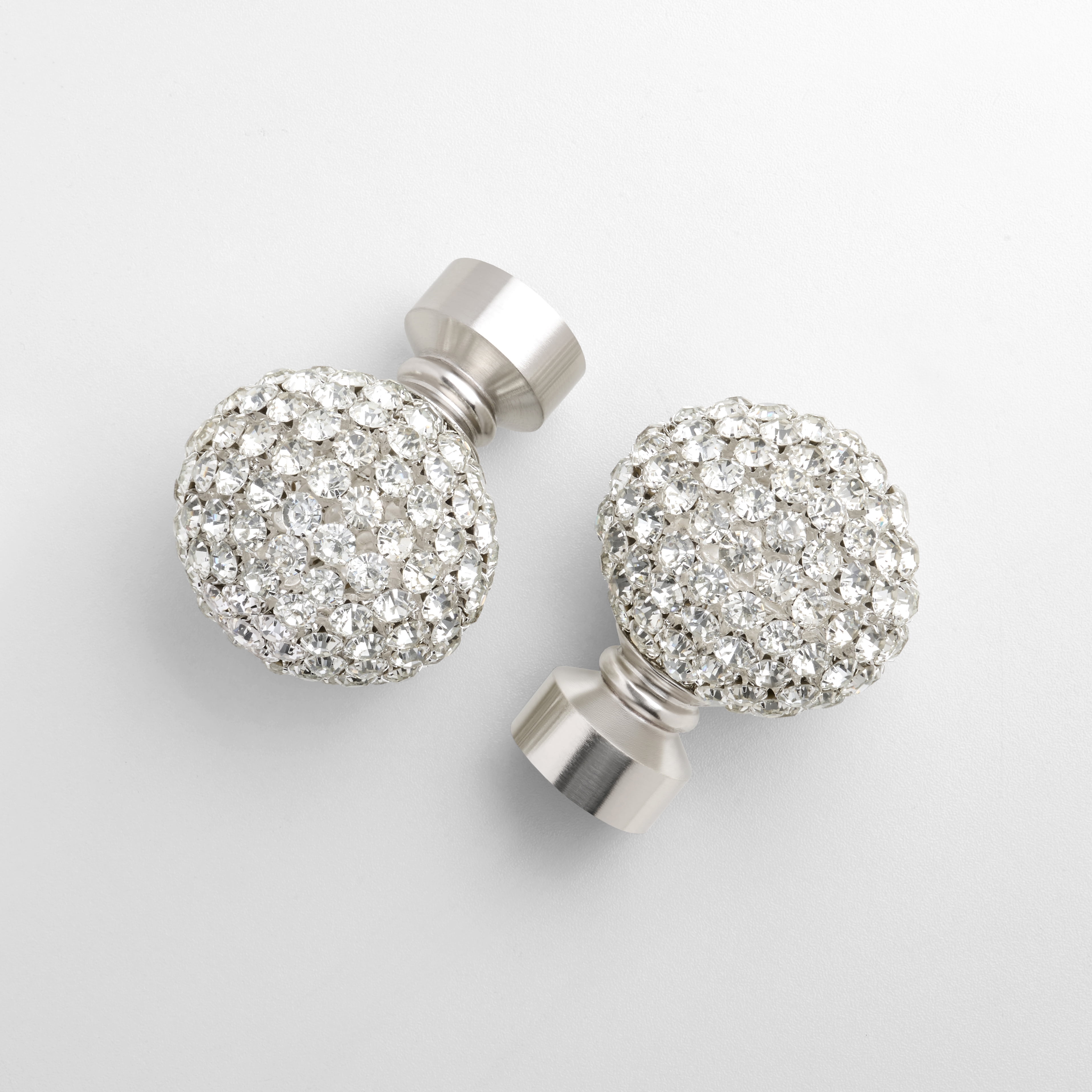 Muuphra Luxurious 1" Bright Brushed Nickle Decorative Rhinestone Adjustable Single Curtain Rods,30"-60"