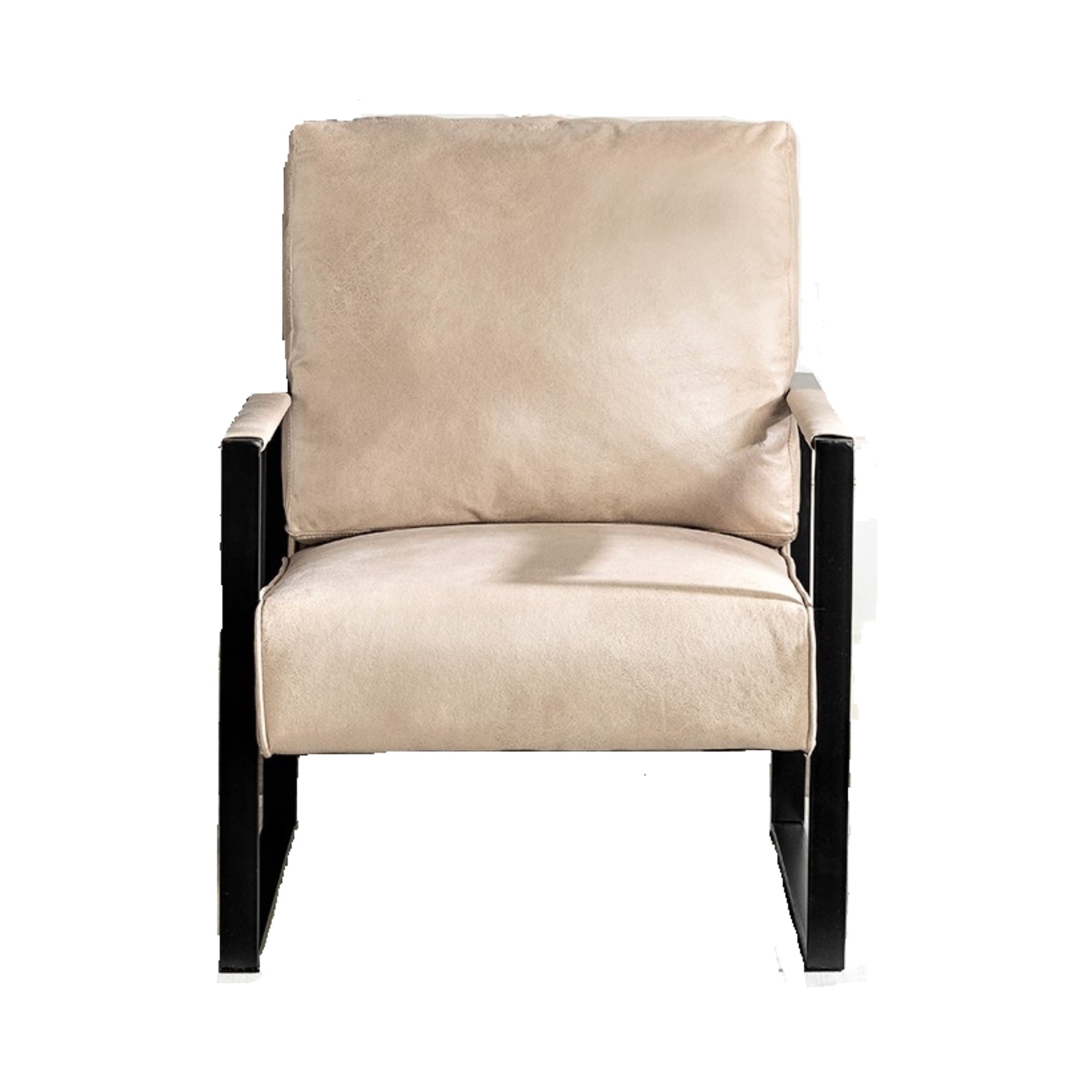 GDF Studio 25.4" Mid-Century Modern Accent Chair with Square Metal Frame, Microfiber Upholstery, Light Camel