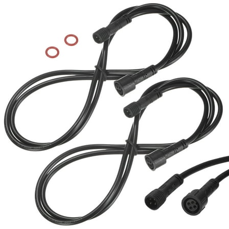 Uxcell 2-Pack Waterproof Extension Cable, 4 Pin 3.28 Ft/1m Wire with 22AWG IP67 Male and Female Connectors for Spotlights[Black]
