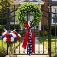 thumbnail image 5 of JollyMart Boxwood Patriotic Wreath 40",1776-2026 American Flag Wreath with Red White Blue Ribbon,Artificial Greenery Wreath for Front Door Wall,4th of July Independence Day Memorial Day Decor, 5 of 8