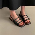 thumbnail image 2 of SEAOPEN Summer Sandals Cute Slide Sandals,Womens Square Open Toe Flat Dress Slide Sandals Summer Comfortable Dressy Slide Beach Sandals Size 9 Black, 2 of 6