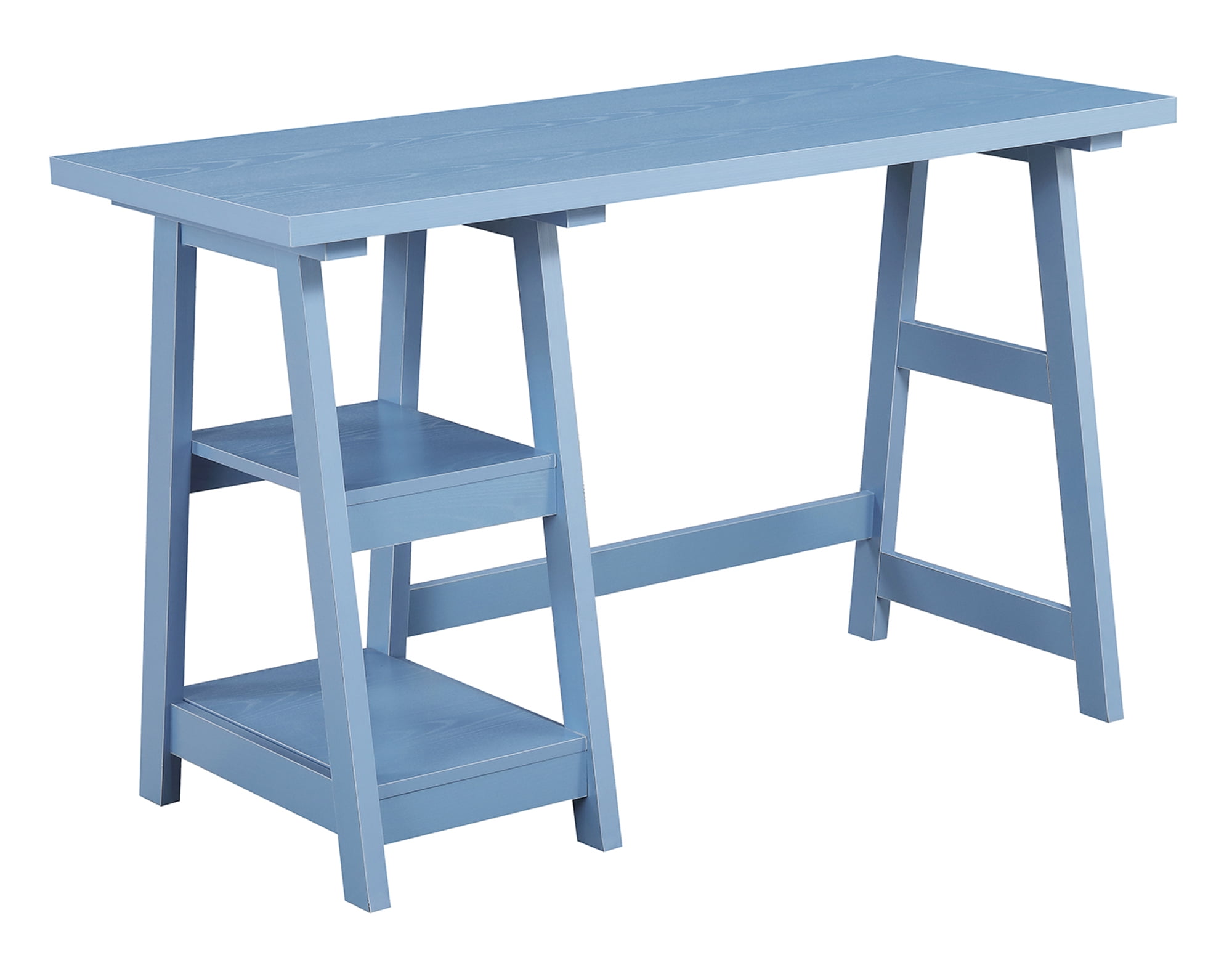 Convenience Concepts Designs2Go Trestle Desk With Charging Station & Shelves - White, 47"L X 20"W