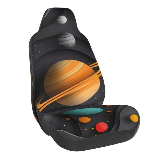 Wukai Solar System Paper Art Full Set Car Seat Covers with Soft Padding Universal Auto Front Seats Protector and Cushion Mat