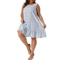 thumbnail image 2 of Agnes Orinda Women's Plus Size Valentines Day Dress Floral Sleeveless Ruffle Hem Casual Dresses 1X Blue, 2 of 6