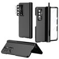 thumbnail image 1 of MonsDirect for 7.6 inch Samsung Galaxy Z Fold 4 5G 2022 Case with S Pen & S Pen Holder, Two Hinge Protection Plating Frame PC Cover, Shell Membrane Integrated Case with Stand & Lens Protection, Black, 1 of 7