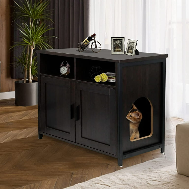 Black cat on sale litter box furniture