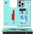 thumbnail image 5 of Crossbody Wallet Case for iPhone 12 Pro Max with Card Slot Holder,iPhone 12 Pro Max Magnetic Flip Folio Purse Case, PU Leather Zipper Handbag with Detachable Lanyard Strap 6.7 Inch (Mint Green), 5 of 14