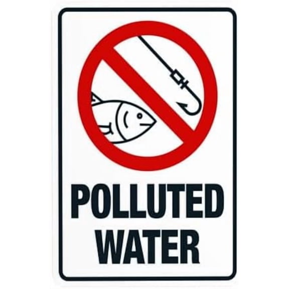Polluted Water With Graphic Warning Sign, Pool Rules Metal Signs for Business Home Outdoor Indoor Road Yard Garage Street Wall Caution Custom Decor 8 x 12 Inch