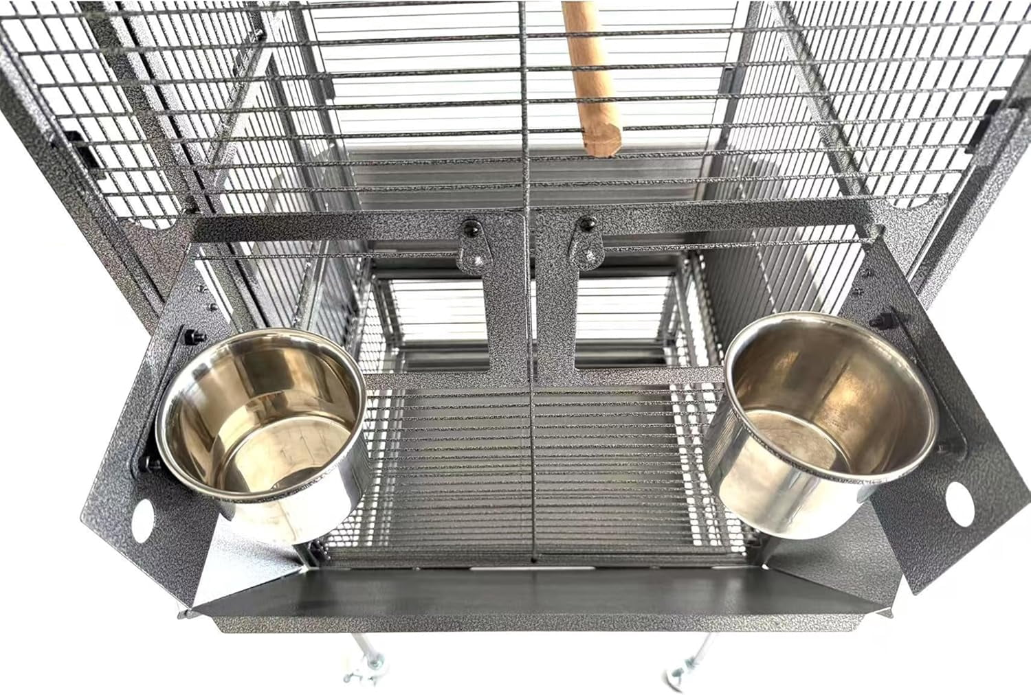 61" Heavy Duty Bird Cage, Flight Cage W/Play Top, Rolling Stand & Bowls for Parrots