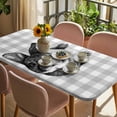 thumbnail image 3 of Grey Easter Table Cloths for 5 Foot Rectangle Tables, Spring Country Cute Bunny Plaid Checkered Patio Waterproof Elastic Fitted Tablecloths, Washable Rectangular Table Cover for Camping, 3 of 8