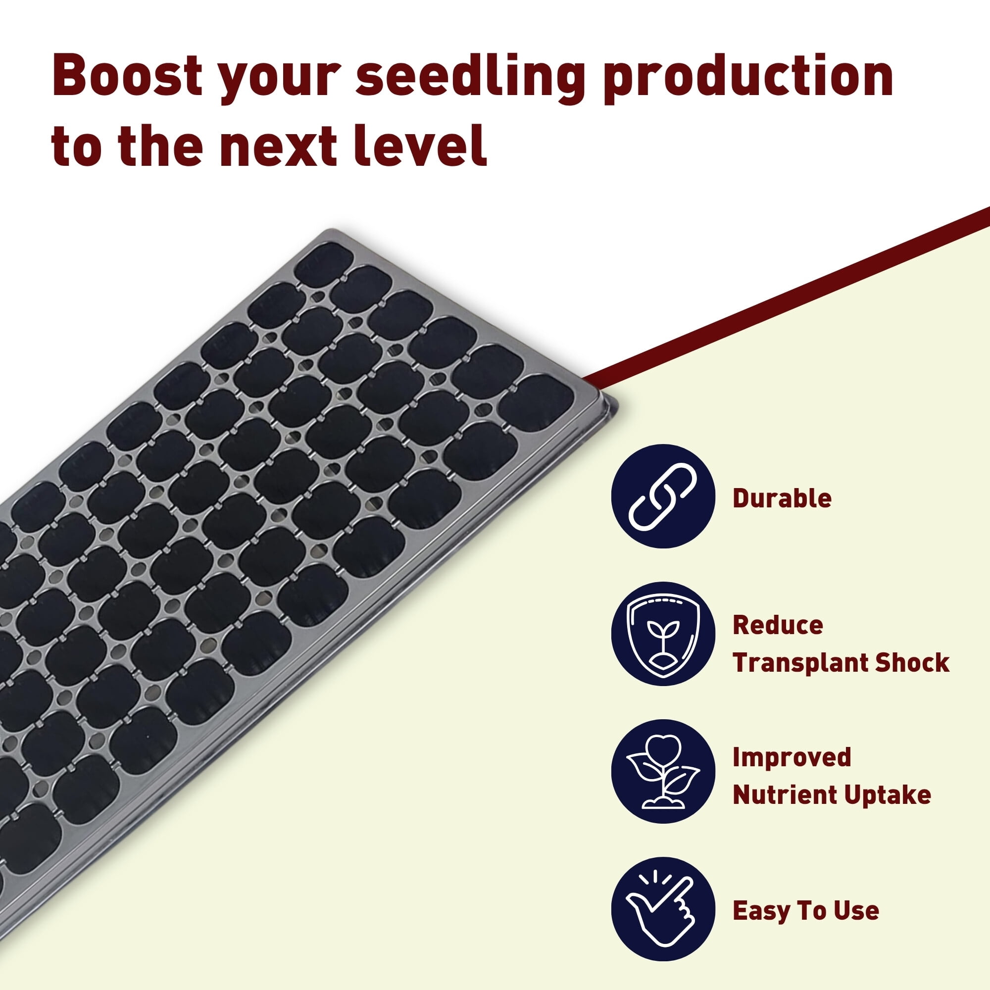 72 Cell Plug Seed Starting Tray – Heavy-Duty Plant Germination and Propagation Tray - 50 Packs