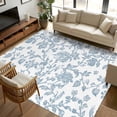 thumbnail image 2 of 5x8 Area Rugs, Light Blue Flower Non-Skid Rubber Backing Large Rectangle Rugs - Living Room Bedroom Home Office, Vintage Farmhouse Boho Leaf Spring Indoor Floor Mat Carpets Washable Rug, 2 of 9