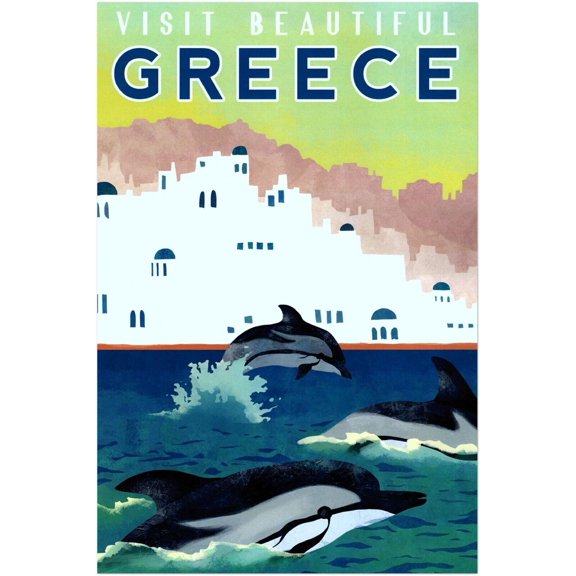 Visit Beautiful Greece - Vintage Travel Poster (8x12Inches(US/CANonly))