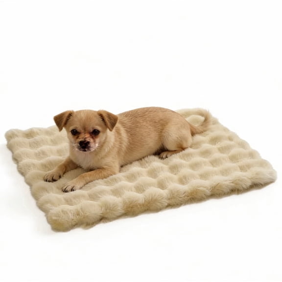 Pet Cushion Pad 17.7x23.6" Wheat Brown, 3D Bubble Fleece Cozy Bed Insert, Thickened Warm Sleeping Mat for Dogs & Cats, Joint Support, Machine Washable, All-Season Use