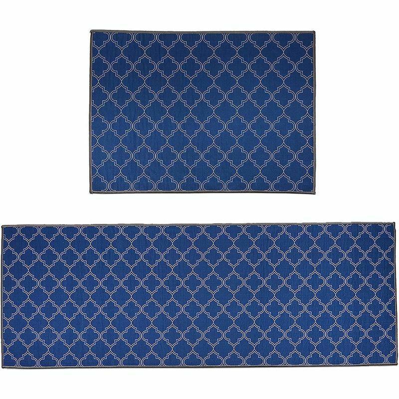 2 Pieces Kitchen Mats for Floor Cushioned Anti Fatigue, Royal Blue 2