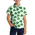 thumbnail image 2 of Blusa y camisa de manga corta con cuello vuelto, moderna e informal, con estampado del Día de San Patricio, con bolsillo, para uniforme escolar, para niños y niñas de 2 a 15 años., 2 of 7