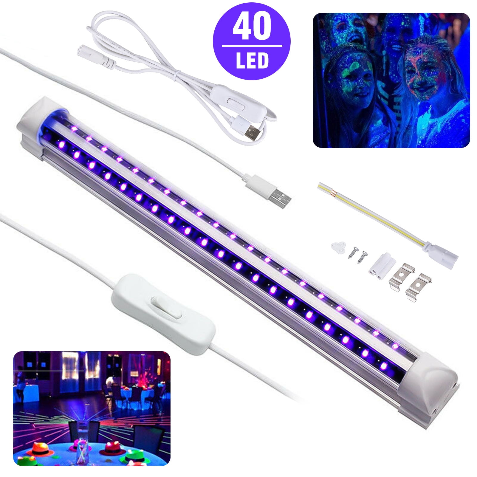 UV LED Blacklight Bar, Black Light Fixture for Blacklight Poster