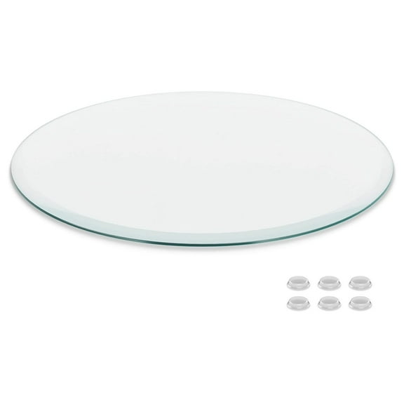 Better Bevel 20" Inch Round Glass Table Top | Tempered Glass Protector | Anti-Slip Pads/Bumpers | Coffee, Dining Table 1/4" Thick - 1" Bevel Edge 20" Diameter