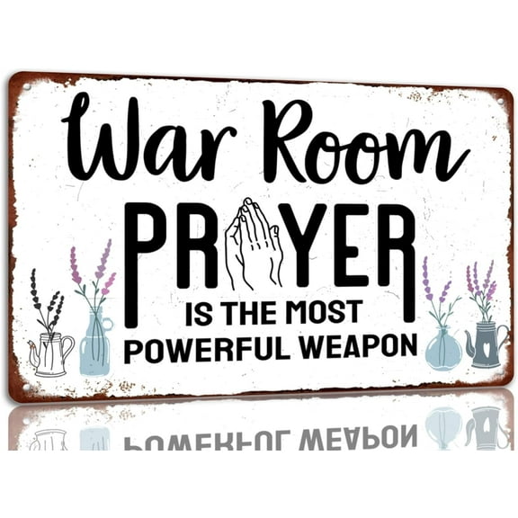 War room metal sign prayer is the most powerful weapon tin signs vintage home wall decor for kitchen cafe bar suitable for bedroom restaurant bathroom indoor-outdoor bar cafe 8"x12"