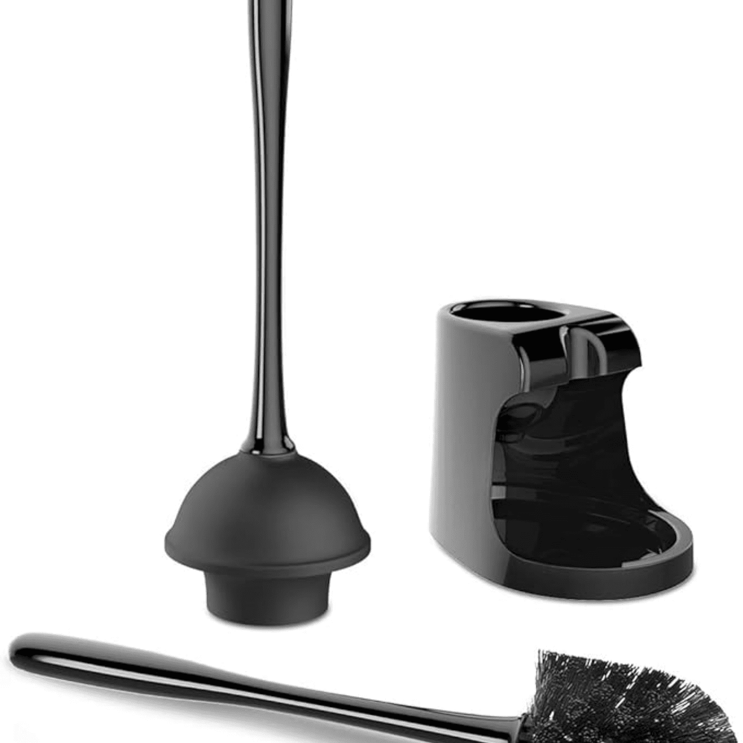 Toilet Plunger and Bowl Brush Combo for Bathroom Cleaning, Black, 2 Sets