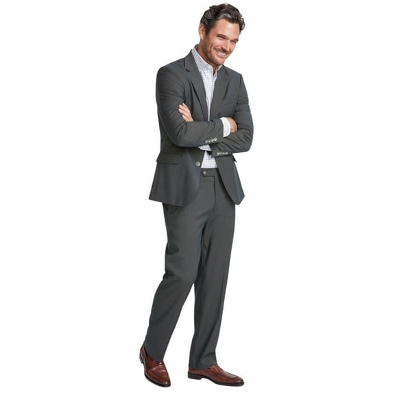 Nautica Mens Modern fit 2 Piece Suit 36 S / 30 Waist Olive Green Solid Stretch