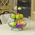 thumbnail image 3 of Basicwise 3 Tier Fruit Basket Stand for Kitchen Counter - Black Wire Metal Produce Organizer, Vegetable Storage Bin, Snack Holder, Onion Potato Holder, Pantry Wire Baskets, 12 x 12 x 18.25 Inch, 3 of 7