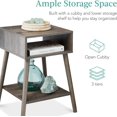 thumbnail image 5 of SLSRFD Mid-Century Modern End Table Set of 2, Side Accent Furniture for Living Room, Den, Sitting Room, Space Saving w/Cubby Storage, Lower Shelf, Pine Wood Legs - Gray Oak, 5 of 7