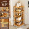thumbnail image 3 of Lanzxjv 5/7/8 Tiers Vertical Shoe Rack, Wood Narrow Shoe Rack, Small Shoe Organizer, Space Saving Corner Shoe Shelf, Tall Shoe Tower, Free Standing Shoe Rack for Entryway, Closet, No-Tool Need, 3 of 5