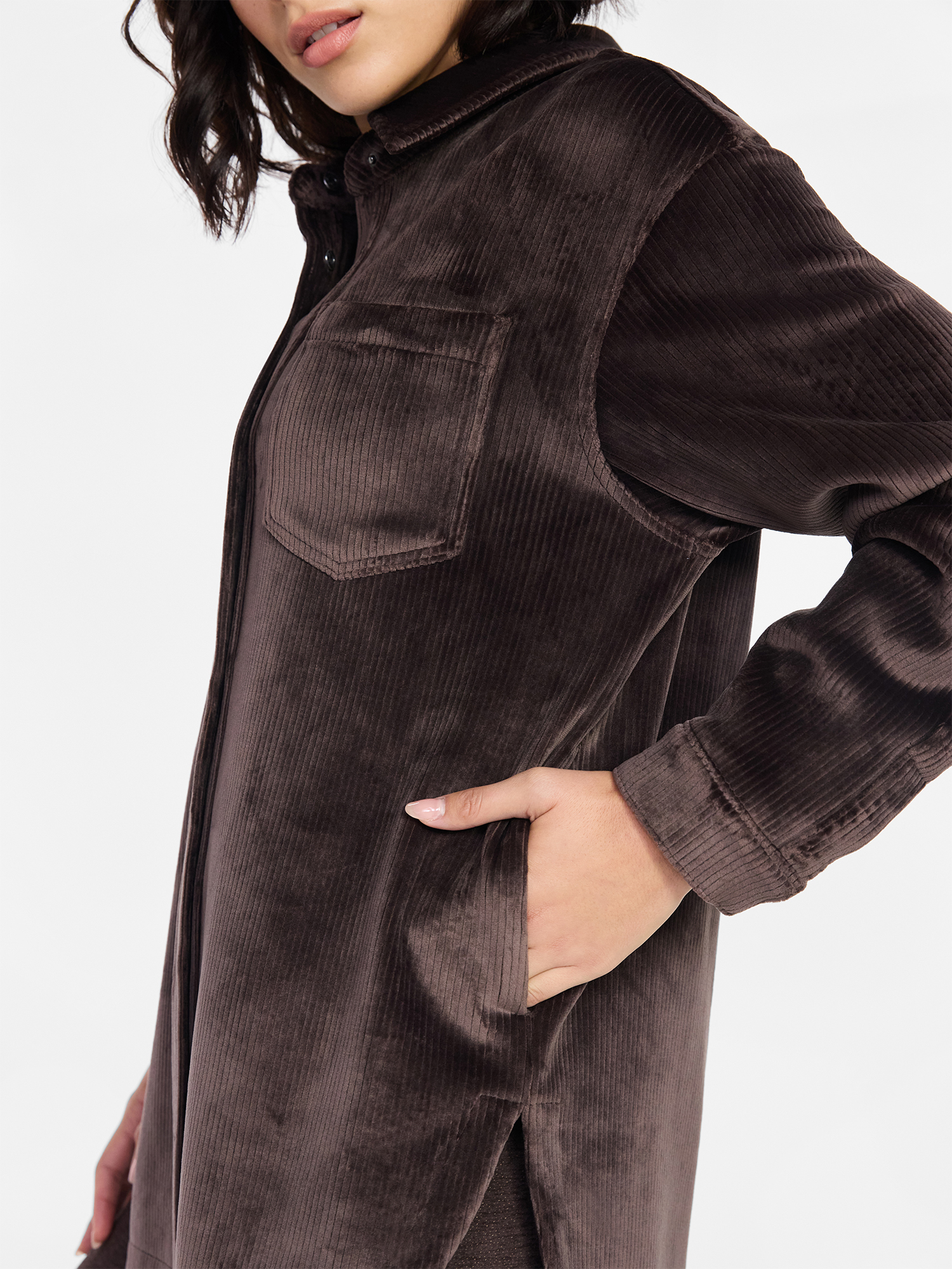 Avia Women's and Women's Plus Cord Velour Shacket, Sizes XS-4X