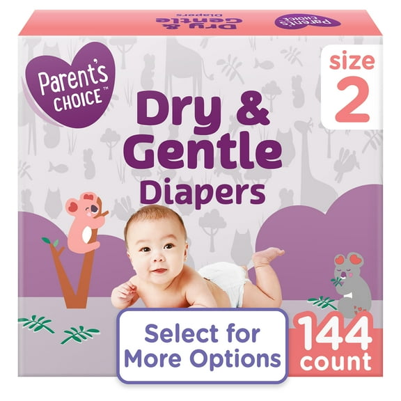 Parent's Choice Dry & Gentle Diapers Size 2, 144 Count (Select for More Options)
