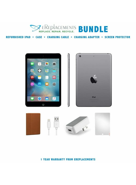 Restored Apple iPad Mini (1st Gen, 2012), 16GB, Black/Space Gray, WiFi, Case & Tempered Glass Screen Protector included (Refurbished)