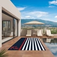 thumbnail image 3 of Anchor Navy Blue Outdoor Rug for Patio/Deck/Porch, Non-Slip Large Area Rug 5 x 8 Ft, Red Nautical White Geometric Stripes Indoor Outdoor Rugs Washable Area Rugs, Reversible Camping Rug Carpet Runner, 3 of 8