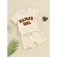 thumbnail image 2 of Bagilaanoe 2pcs Toddler Baby Girl Shorts Set Short Sleeve Letter Embroidery T Shirt Tops + Shorts 6M 12M 18M 24M 3T Kids Casual Summer Clothes, 2 of 8