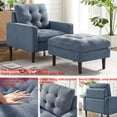 thumbnail image 3 of Zechuan Accent Chair with Ottoman - Armchair for Living Room - Single Sofa Chair - Blue, 3 of 10