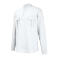 thumbnail image 4 of Rggeeun Men Tshirts Solid Color Turndown Collar Short Sleeve Top Tee Casual Loose Fit Comfortable Daily Wear Spring Summer Outdoor Relaxed Clothes,White,XXXL, 4 of 7