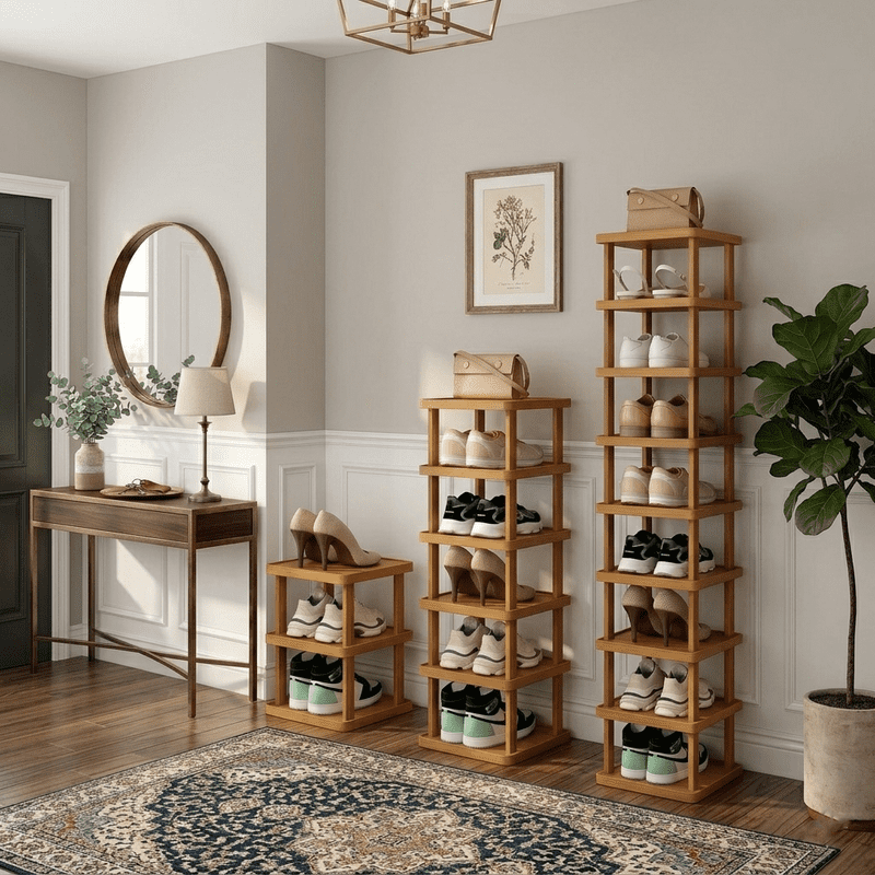 AISWORD 3-Tier Modern Bamboo Shoe Rack,Space-Saving Vertical Shoe Storage Organizer for Entryway,Closet,and Hallway