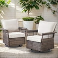 thumbnail image 3 of POCASSY Swivel Patio Rocking Chairs with 5.11" Wide Armrest and Cushions, Brown Rattan and Beige Cushion, 3 of 9