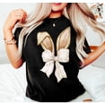 thumbnail image 3 of Coquette Bunny Tee, Bow and Ears Design, Pastel Spring Sweatshirt, 3 of 6