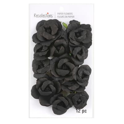 12 Packs: 12 ct. (144 total) Black Paper Roses by Recollections