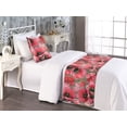 thumbnail image 2 of Tulips Bed Runner Set, Watercolor Style Delicate Flowers Boho Pattern on Jungle Colors Backdrop, Decorative Bedding Scarf & a Pillow Sham for Hotels Homes, Twin, Dark Coral Olive Green, by Ambesonne, 2 of 3