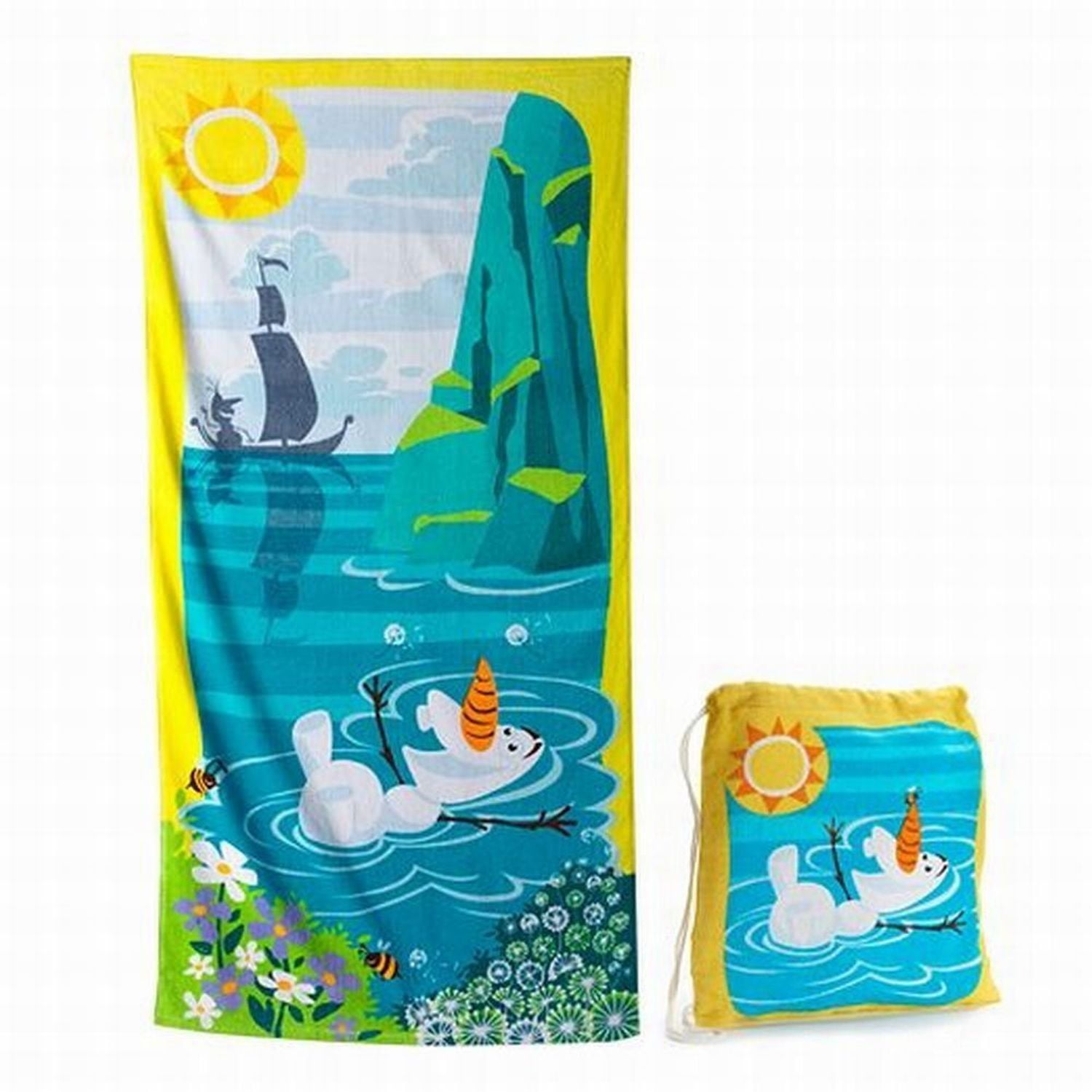 Disney Jumping Beans Frozen Olaf Cotton Beach Towel & Cinch Tote Bag