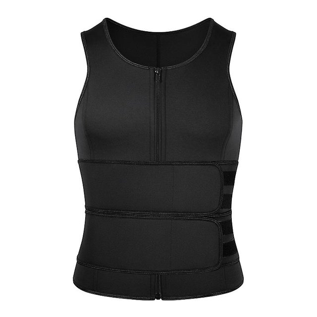 Chaleco de neopreno para hombre para entrenamiento de cintura, chaleco ajustable para entrenamiento corporal con cremallera doble