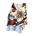 thumbnail image 5 of Busydd Womens Tops Fashion Vintage Floral Print Cotton Linen Shirts Long Sleeve Round Neck Summer Tops Loose Fit Plus Size Blouses Casual Comfort Tee Tops Classic Oversized Tops for Women,S-5XL, 5 of 7