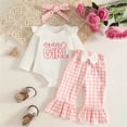 thumbnail image 2 of Dmsael Newborn Baby Girl Clothes Infant Girl Cute Outfits Long Sleeve Ruffle Romper Floral Pants and Headband Set 3-18 Months (Pink,9-12 Months), 2 of 7