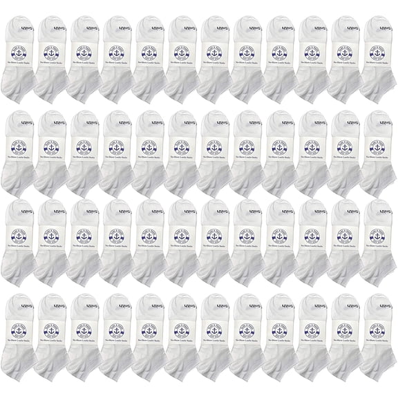 BILLIONHATS 48 Pairs of Kids Wholesale Shoe Liner Training Socks No Show Thin Low Cut Sport Ankle Bulk Socks, 6-8 (48 Pairs White)