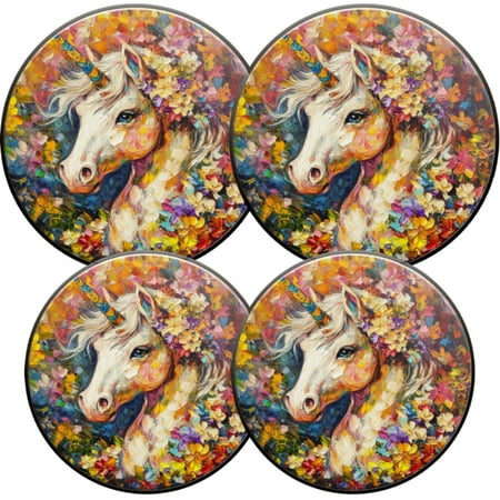 

Electric Stove Burner Covers 4 Pcs Round Gas Burner Cover 8 and 10 Inch Unicorn with Graceful Profile