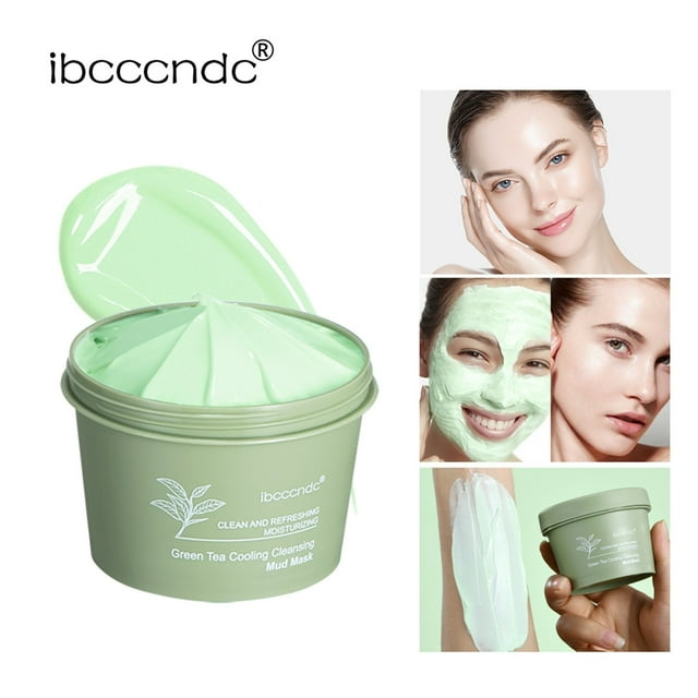 Puntoco Mascarilla facial de té verde con hielo para limpieza de la piel, hidratante, control de grasa, limpieza y untado, 100 g