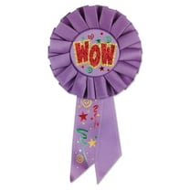 Beistle Pack of 6 Light Purple "WOW" School and Sports Award Rosette Ribbons 6.5"
